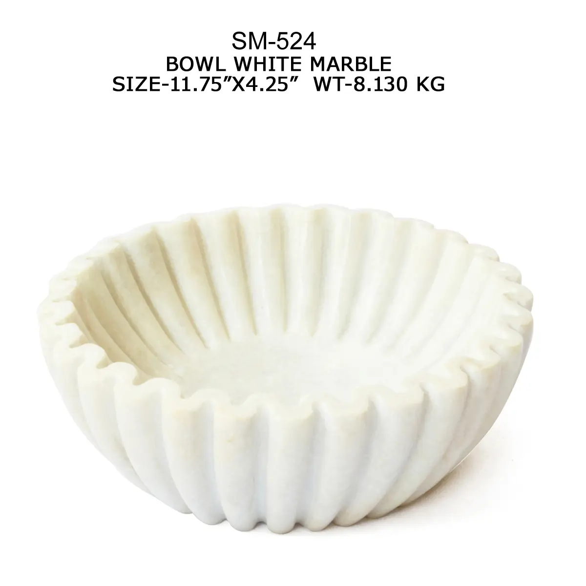 SCALLOPED MARBLE BOWL LARGE SIZE
IN WHITE MARBLE
